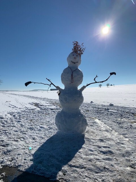 Winterlandschaft mit Schneemann - Schwäbische Alb